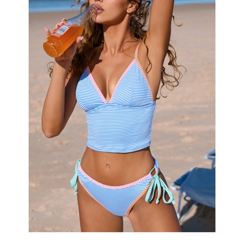 Cupshe Striped Tankini Swim Bikini Set Size M